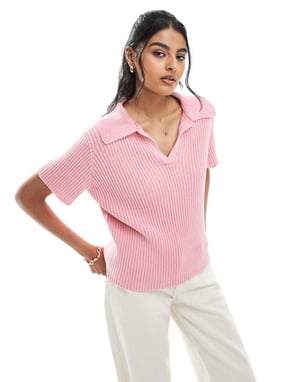 ASOS DESIGN stickad polotröja i rosa