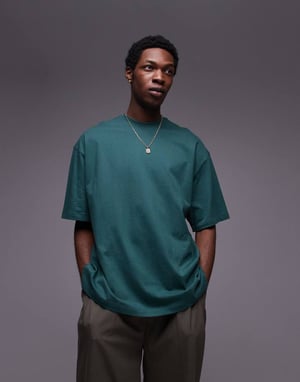 Topman extreme oversized fit t-shirt in dark green