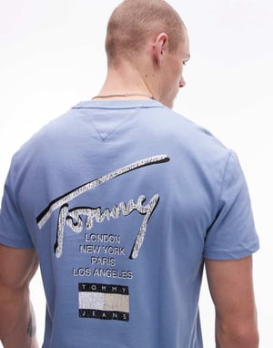 Tommy Jeans regular signature back print t-shirt in blue
