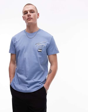 Tommy Jeans regular signature back print t-shirt in blue