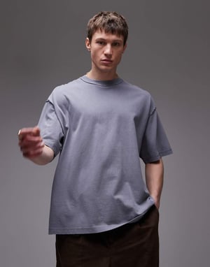 Topman extreme oversized washed raw seam detail t-shirt in grey