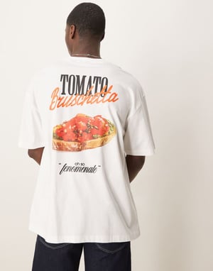 ASOS DESIGN oversized t-shirt with cartoon graphic in white