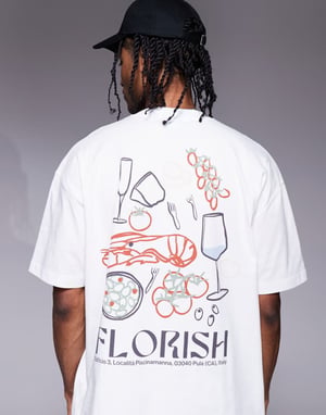 ASOS DESIGN oversized t-shirt with food graphic in white