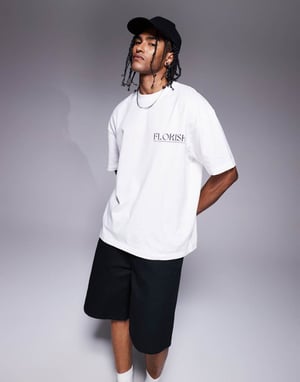 ASOS DESIGN oversized t-shirt with food graphic in white