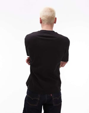 Topman heavyweight relaxed fit t-shirt with letter chenille embroidery in black - BLACK