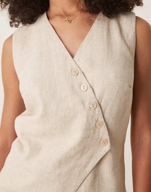 Abercrombie & Fitch långärmad knappad linenväst i beige