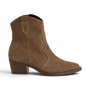 Tamaris dames Camel Brown Suede Leren Cowboy Western Enkellaarzen - 25702-41