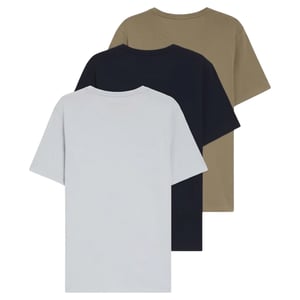 Boss T-shirt med broderad logotyp och rund hals för män (3-pack) (Vit/brun/svart)