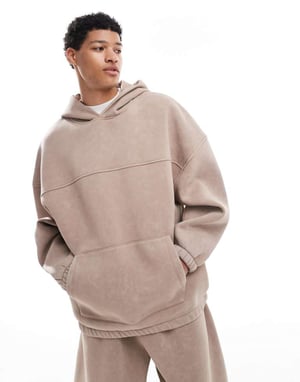 ASOS DESIGN co-ord extremt oversized hoodie i tvättad beige