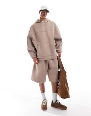 ASOS DESIGN co-ord extremt oversized hoodie i tvättad beige