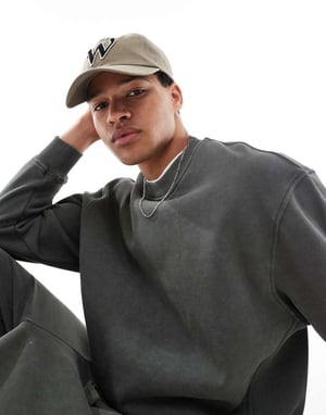 ASOS DESIGN koord boxig avslappnad sweatshirt i khaki