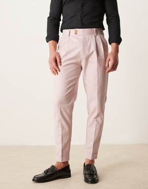 ASOS DESIGN smart tapered bomullschinos i dammig rosa
