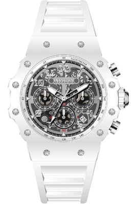 Invicta Racing 69668 Herenhorloge - Quartz Uurwerk - Acryl met Zilveren Wijzerplaat - 43 mm