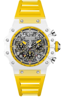 Invicta Racing 69677 Herenhorloge - Quartz Uurwerk - Acryl met Zilveren Wijzerplaat - 43 mm