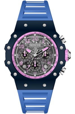 Invicta Racing 69656 Herenhorloge - Quartz Uurwerk - Acryl met Zilveren Wijzerplaat - 43 mm