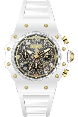 Invicta Racing 69649 Herenhorloge - Quartz Uurwerk - Acryl met Gouden Wijzerplaat - 43 mm
