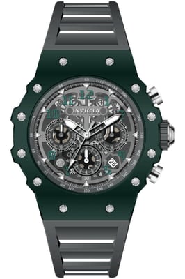 Invicta Racing 69657 Herenhorloge - Quartz Uurwerk - Acryl met Zilveren Wijzerplaat - 43 mm