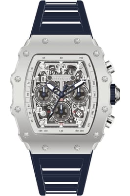 Invicta Racing 69703 Herenhorloge - Quartz Uurwerk - Acryl met Zilveren Wijzerplaat - 43 mm