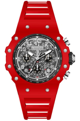 Invicta Racing 69676 Herenhorloge - Quartz Uurwerk - Acryl met Zilveren Wijzerplaat - 43 mm