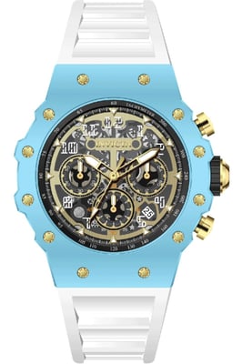 Invicta Racing 69652 Herenhorloge - Quartz Uurwerk - Acryl met Gouden Wijzerplaat - 43 mm