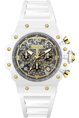 Invicta Racing 69689 Herenhorloge - Quartz Uurwerk - Acryl met Gouden Wijzerplaat - 43 mm