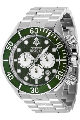 Invicta Ocean Voyage 47833 Herenhorloge - Quartz Uurwerk - Roestvrij Staal met Groene Wijzerplaat - 51 mm