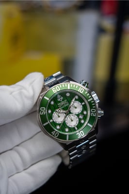 Invicta Ocean Voyage 47833 Herenhorloge - Quartz Uurwerk - Roestvrij Staal met Groene Wijzerplaat - 51 mm
