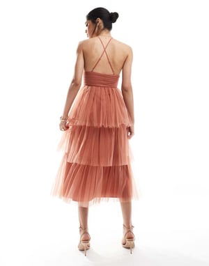 Lace & Beads Bridesmaid Odette midaxi klänning i terrakotta