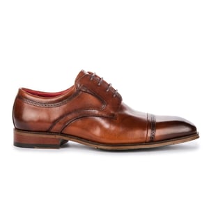 Justin Reess heren gepolijste bruine leren cap teen derby schoenen - Everett