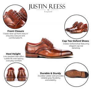 Justin Reess heren gepolijste bruine leren cap teen derby schoenen - Everett