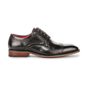 Justin Reess herenschoenen gepolijst zwart leren cap toe derby schoenen - Everett