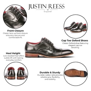 Justin Reess herenschoenen gepolijst zwart leren cap toe derby schoenen - Everett