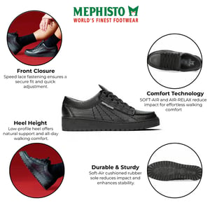 Mephisto Rainbow Leren Zwarte Wandelschoenen voor mannen - Mamouth 714