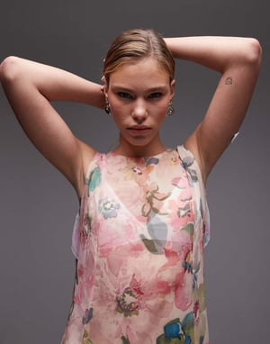 ASOS DESIGN ultimat genomskinlig chiffonmaxiklänning i blandat blommönster