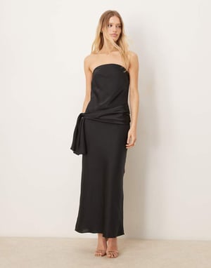 Abercrombie & Fitch strapless maxiklänning med rosett detalj i svart