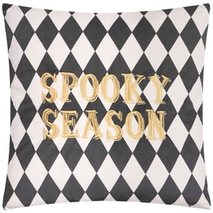 Furn Spooky Season Checkered Velvet Halloween Cushion Cover