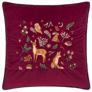 Furn Berry Woods Embroidered Velvet Cushion Cover