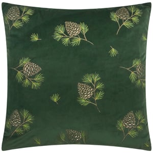 Furn Winter Pines Embroidered Faux Fur Feather Filled Cushion