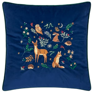 Furn Berry Woods Embroidered Velvet Cushion Cover