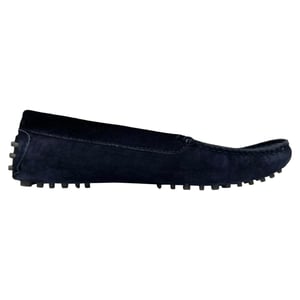 Manolo Blahnik Loafers i marinblå mocka