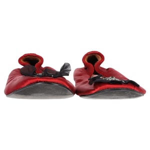 Lanvin Brooch-Embellished Ballet Flats in Red Satin