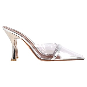 Malone Souliers Joella Mules in Silver Patent Leather and PVC