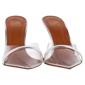 Malone Souliers Joella Mules in Silver Patent Leather and PVC
