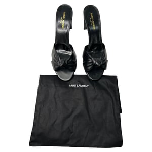 Saint Laurent Bianca Slide Sandals in Black Leather