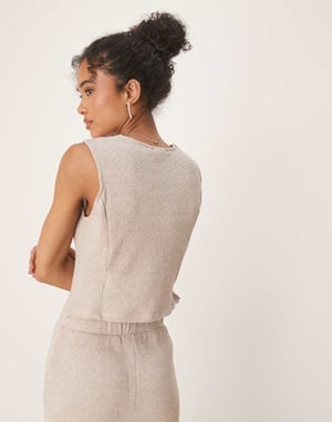 Vila textured jersey waistcoat co-ord in light natural melange