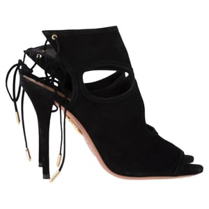 Aquazzura Sexy Thing Cutout Sandalenhakken in Zwart Suède
