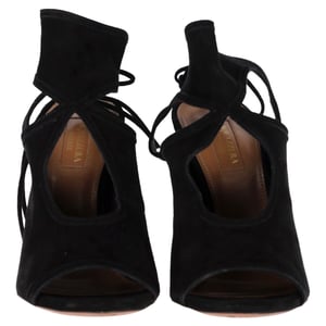 Aquazzura Sexy Thing Cutout Sandalenhakken in Zwart Suède