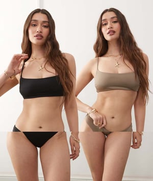 Weekday bandeaubikiniöverdel 2-pack i svart och morkulla