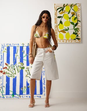 Topshop Lissabon citrontriangelbikinitopp i multi