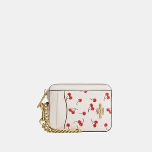 Zip Card Case With Cherry Print